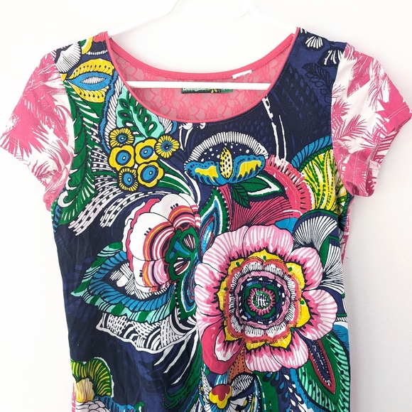 Desigual Girl's Sequin Lace Flowers T-shirt 13-14 Yo - Picture 2 of 8